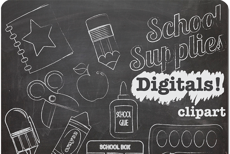 Chalk Clipart School Supplies