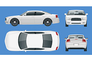 Business sedan vehicle. Car template vector isolated illustration View front, rear, side, top. Change the color in one click.