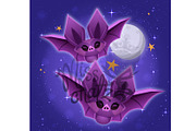 Cute Bats: Moonlight Scene