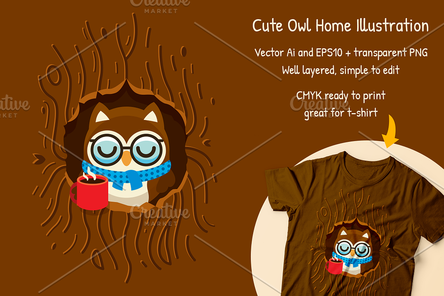 Cute Owl Home vector Clipart