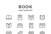 Set line icons of book