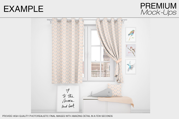 Curtains & Pillows Set in Product Mockups - product preview 12