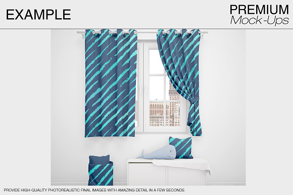 Curtains & Pillows Set in Product Mockups - product preview 14
