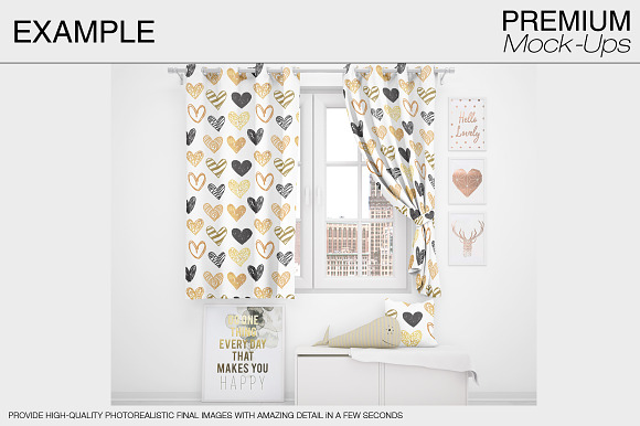 Curtains & Pillows Set in Product Mockups - product preview 15