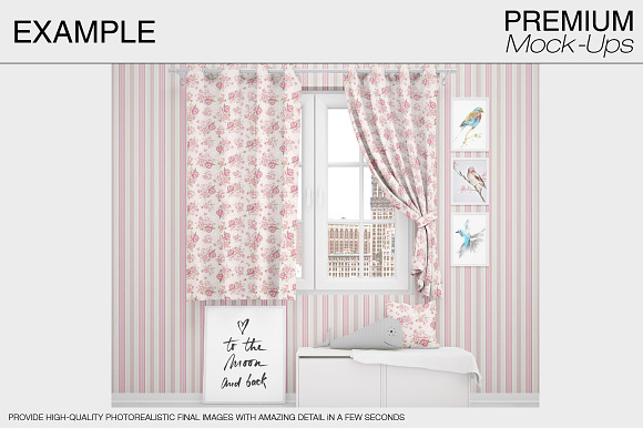 Curtains & Pillows Set in Product Mockups - product preview 21