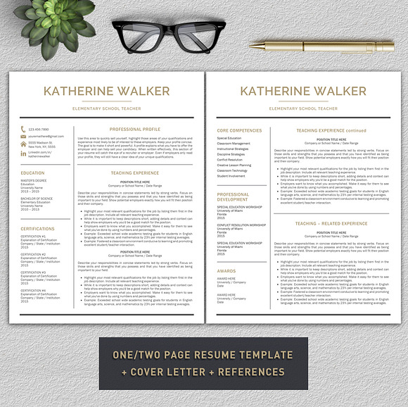 Resume Template / Teacher Resume in Resume Templates - product preview 1