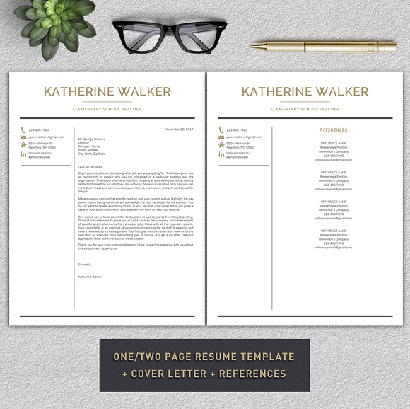 Resume Template / Teacher Resume in Resume Templates - product preview 2