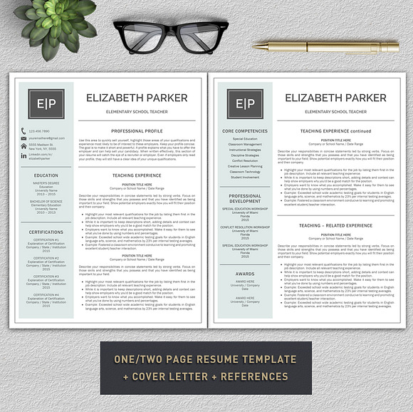 Resume Template / Teacher Resume in Resume Templates - product preview 3