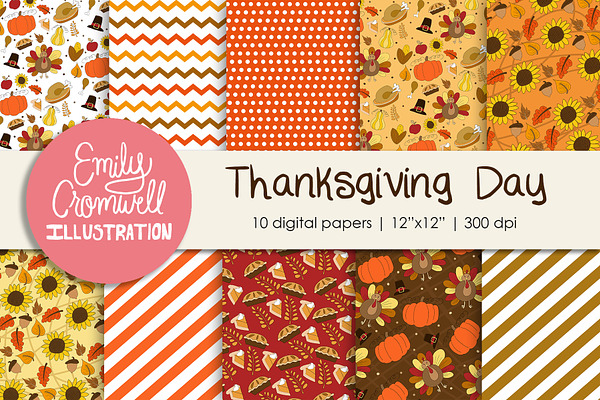 Thanksgiving Day Digital Papers