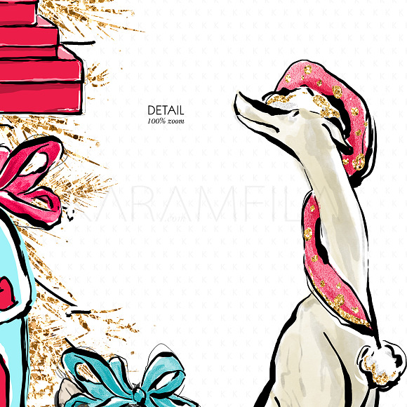 Christmas Dogs Clipart in Illustrations - product preview 9