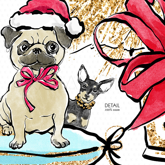 Christmas Dogs Clipart in Illustrations - product preview 10
