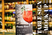 Happy Hour Table Sign Mockups