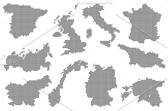 European countries - dotted maps in Illustrations - product preview 1