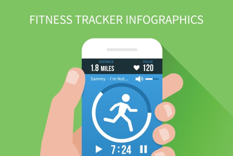 Fitness app on mobile phone in hand in Illustrations - product preview 8
