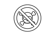 Forbidden sign with skull and crossbones linear icon