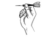 Hand with dart engraving vector illustration