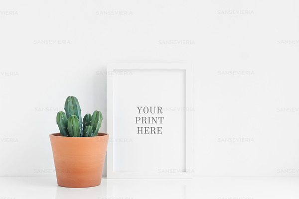 8x10 white frame mockup succulents