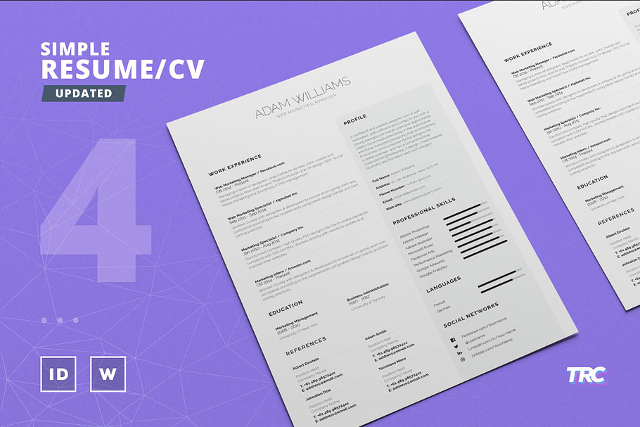 Simple Resume/Cv Template Volume 4