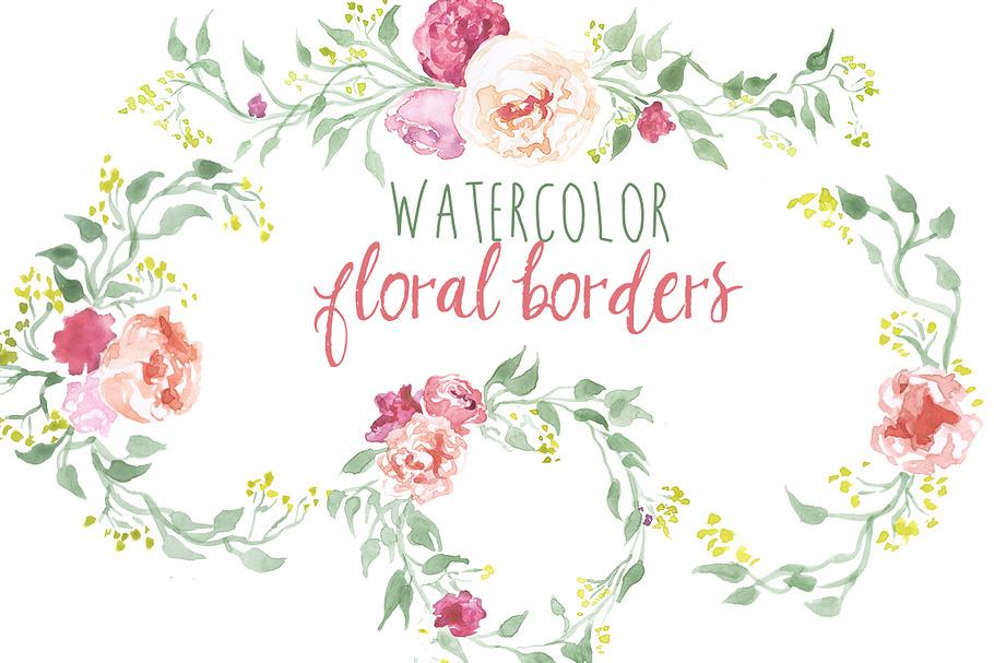 Watercolor Floral Borders