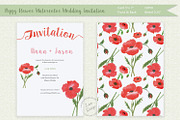 Poppy Watercolor Wedding Invitation