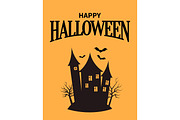Happy Halloween Poster with Closeup Creepy House