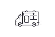 ambulance linear icon, sign, symbol, vector on isolated background