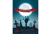 Halloween Night Scary Poster Vector Illustration