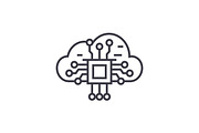 cloud computing linear icon, sign, symbol, vector on isolated background
