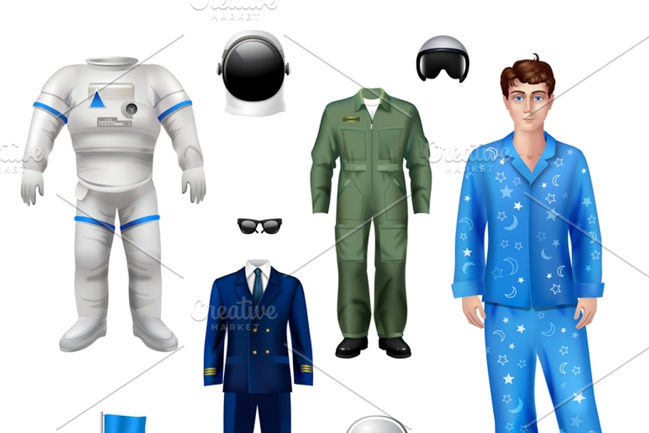 Astronaut boy character pack set in Illustrations - product preview 8