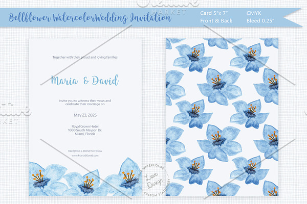 Bellflower Watercolor Wedding Invite