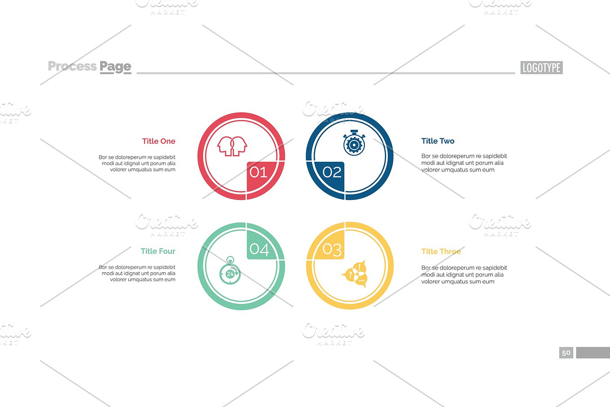 Four Options Teamwork Slide Template in Textures - product preview 8