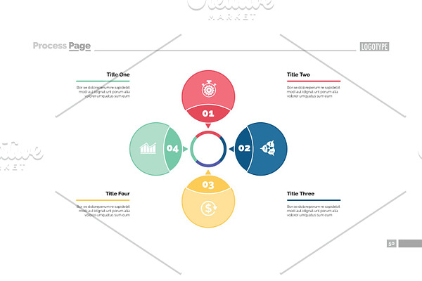 Four Petals Process Chart Slide Template