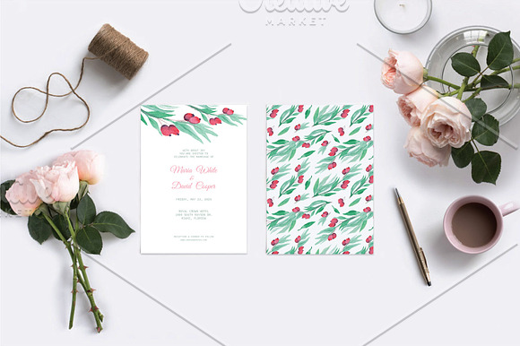 Rose Hip Berry Wedding Invitation in Wedding Templates - product preview 3