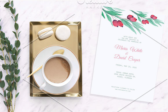 Rose Hip Berry Wedding Invitation in Wedding Templates - product preview 6