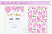 Pink Lilac Watercolor Wedding Invite