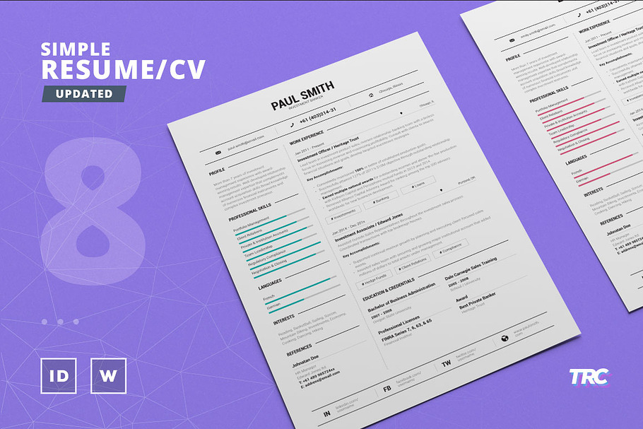 Simple Resume/Cv Template Volume 8 in Resume Templates - product preview 8