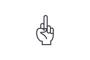 fuck you hand linear icon, sign, symbol, vector on isolated background