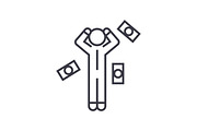 money question man linear icon, sign, symbol, vector on isolated background
