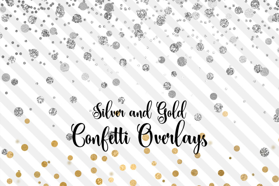 Silver and Gold Confetti Overlays