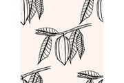 Seamless pattern of cocoa beans.