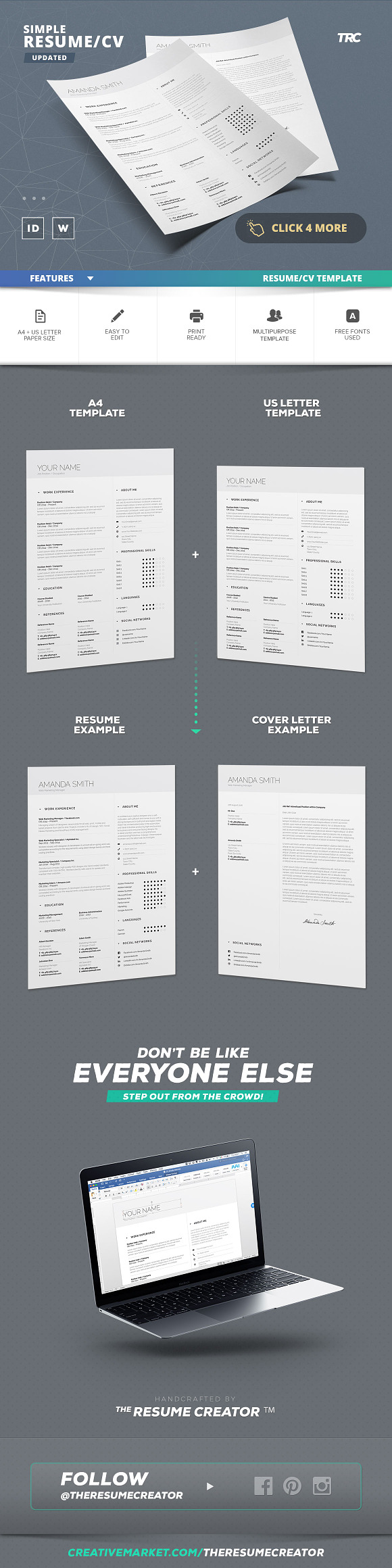Simple Resume/Cv Template Volume 5 in Resume Templates - product preview 1