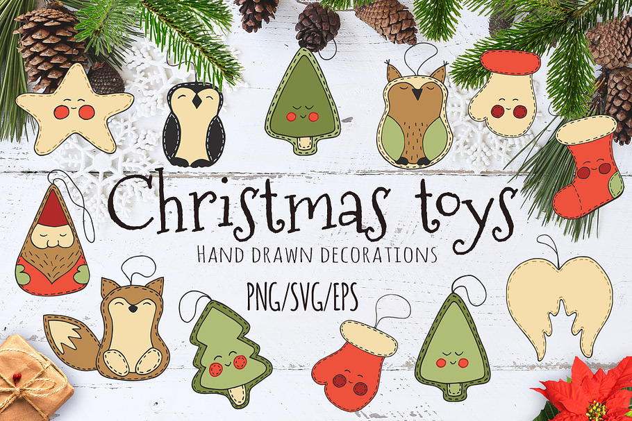 Christmas toys Hand drawn set