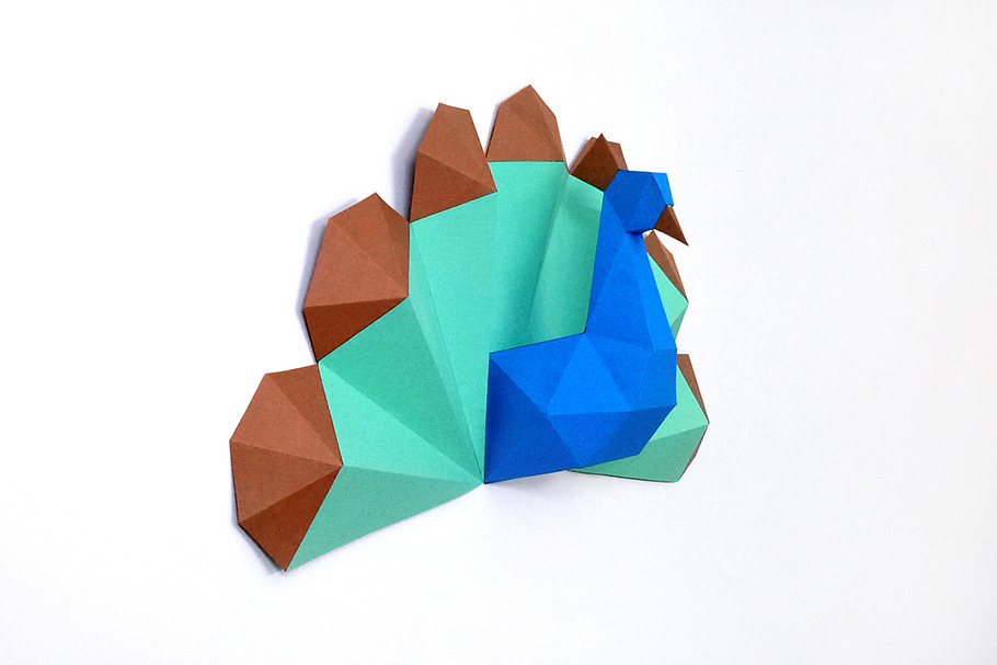 DIY Peacock Trophy - 3d papercraft in Templates - product preview 8