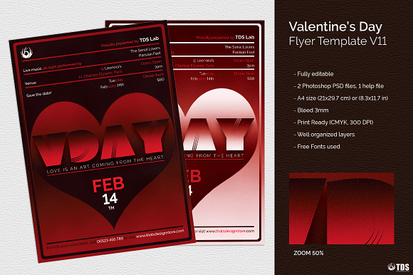 Valentines Day Flyer Template V11 in Flyer Templates - product preview 1