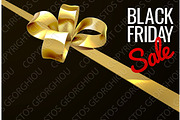 Black Friday Sale Gold Ribbon Gift Bow Design