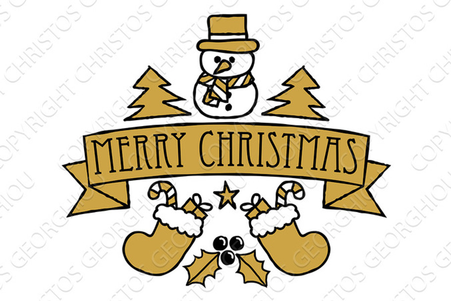 Merry Christmas Greetings Label Design in Illustrations - product preview 8