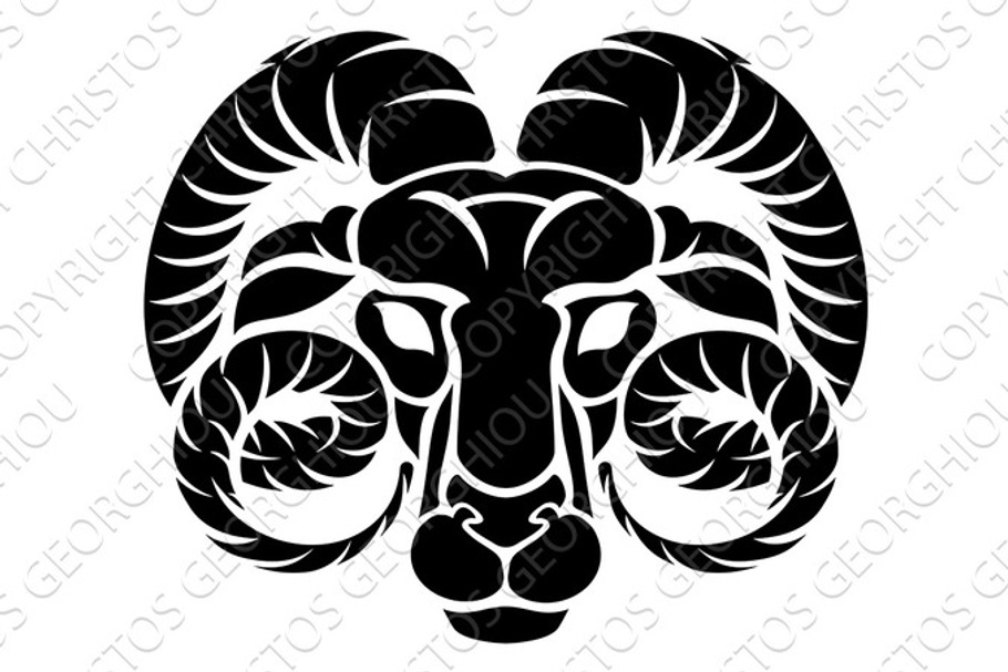 Aries Ram Zodiac Horoscope Astrology Sign in Illustrations - product preview 8