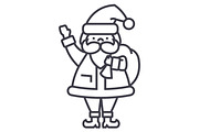 santa claus vector line icon, sign, illustration on background, editable strokes