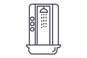 shower cabin vector line icon, sign, illustration on background, editable strokes