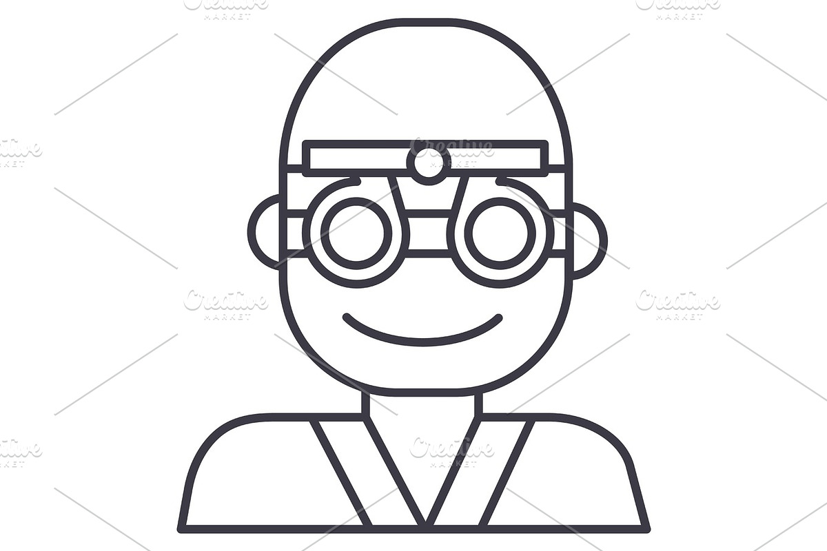 oculist,ophthalmologist,eye doctor vector line icon, sign, illustration on background, editable strokes in Objects - product preview 8
